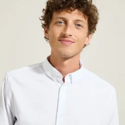 Online Regular effen hemd in biokatoen Formele Overhemden|Overhemd