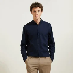 New Regular effen hemd in biokatoen Formele Overhemden|Overhemd