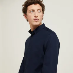 New Regular effen hemd in biokatoen Formele Overhemden|Overhemd