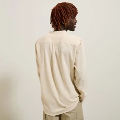 Shop Regular effen hemd in gekreukte stof van katoen en Overhemd