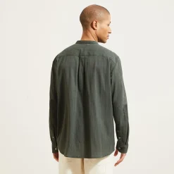 Sale Regular effen hemd in gekreukte stof van katoen en Overhemd