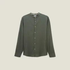 Sale Regular effen hemd in gekreukte stof van katoen en Overhemd