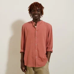 Cheap Regular effen hemd in gekreukte stof van katoen en Overhemd