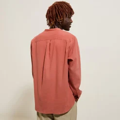 Cheap Regular effen hemd in gekreukte stof van katoen en Overhemd