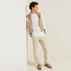 Outlet Regular effen hemd in gerecycled getextureerd kato Overhemd