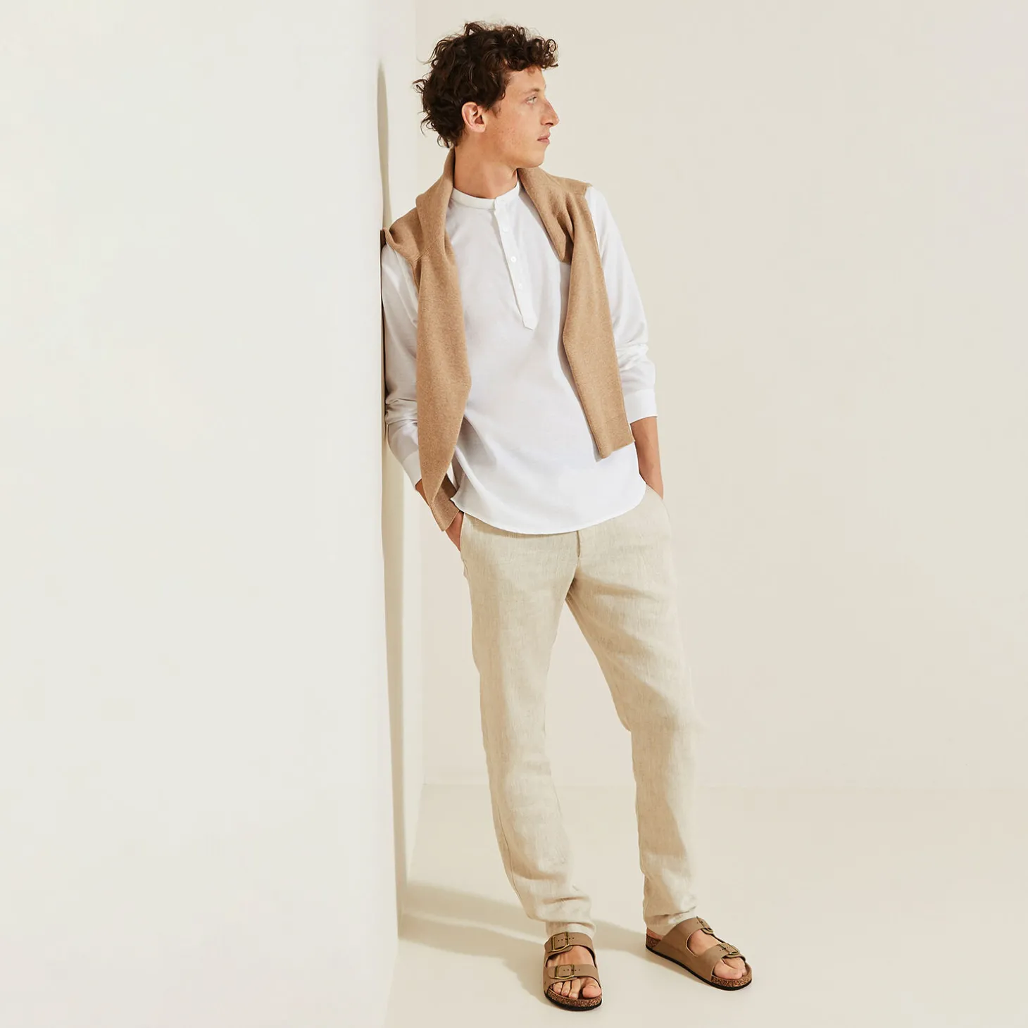 Outlet Regular effen hemd in gerecycled getextureerd kato Overhemd