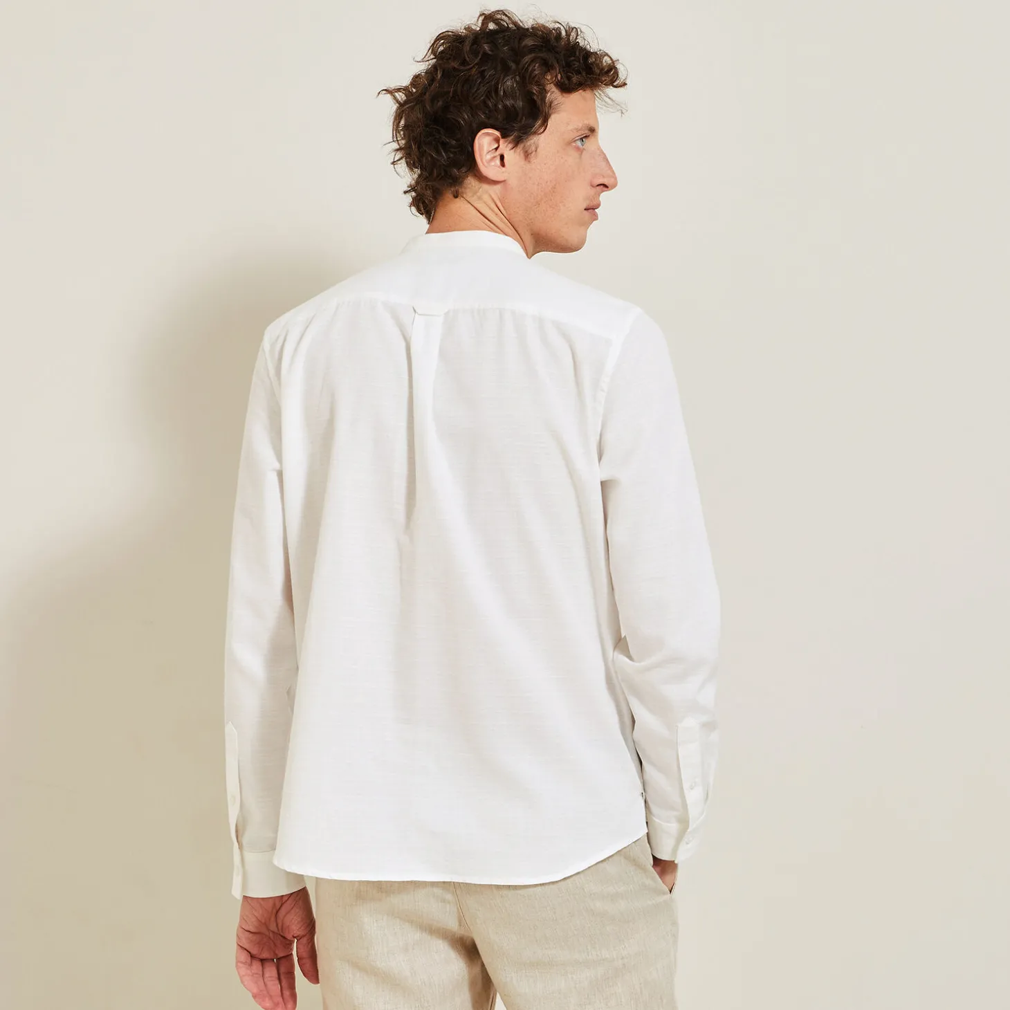 Outlet Regular effen hemd in gerecycled getextureerd kato Overhemd