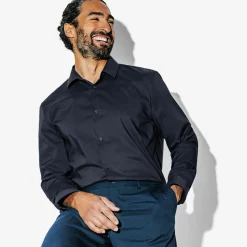 Discount Regular effen hemd in katoen, nylon en elastaan Formele Overhemden|Overhemd