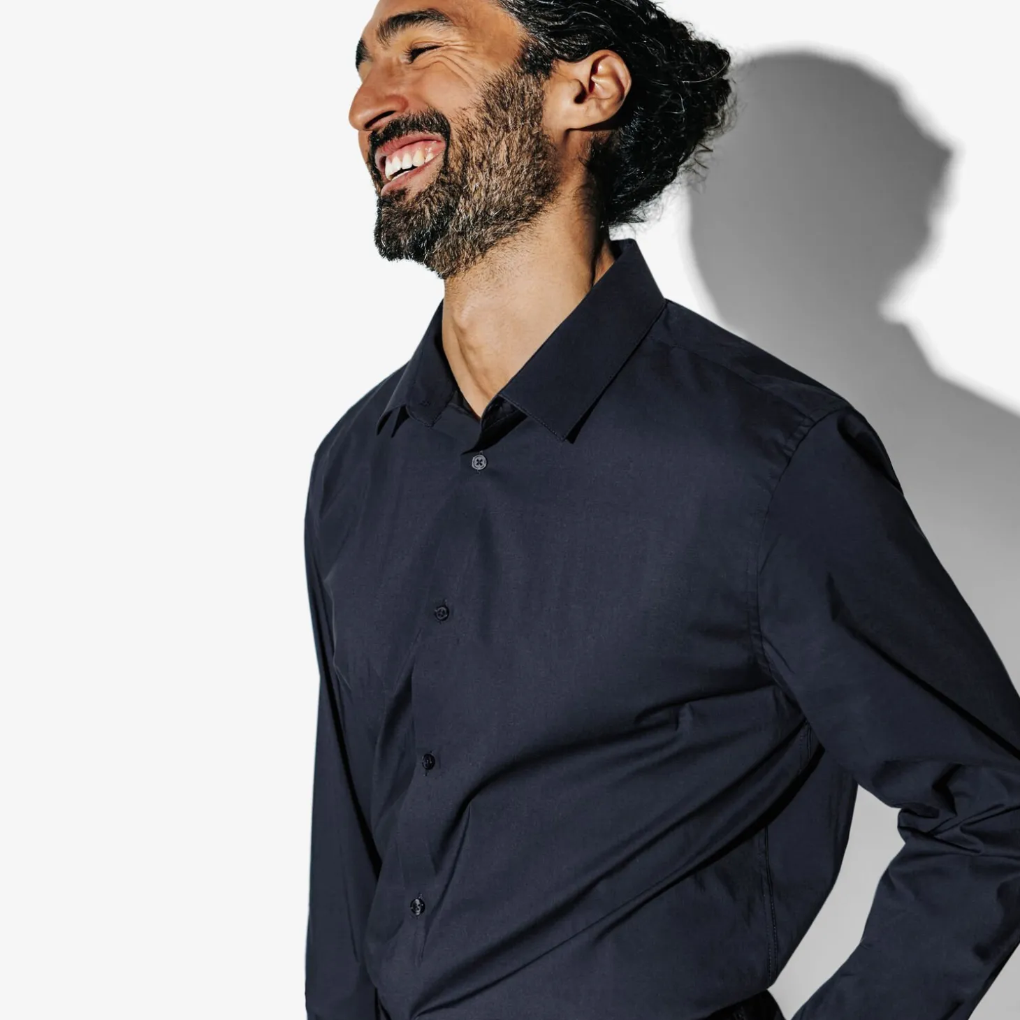 Discount Regular effen hemd in katoen, nylon en elastaan Formele Overhemden|Overhemd