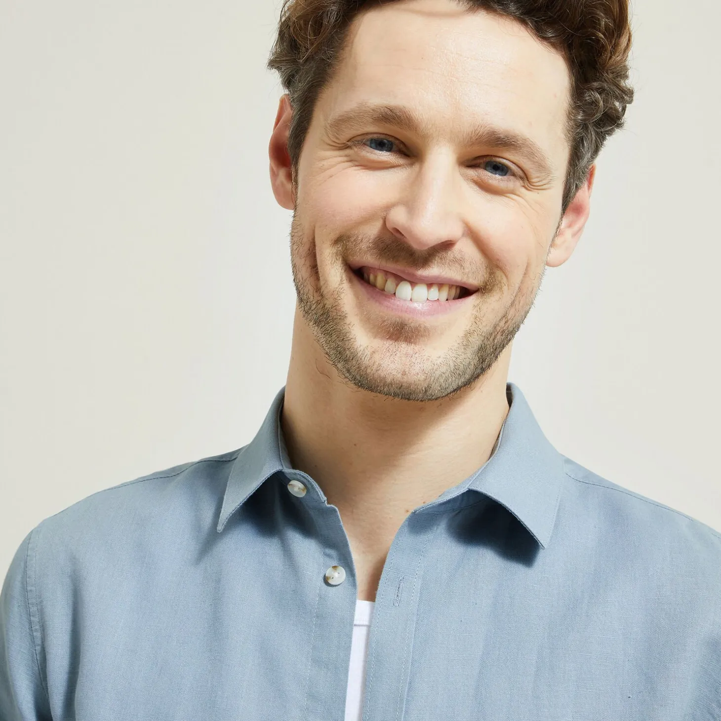 Flash Sale Regular effen hemd in katoen en linnen Overhemd