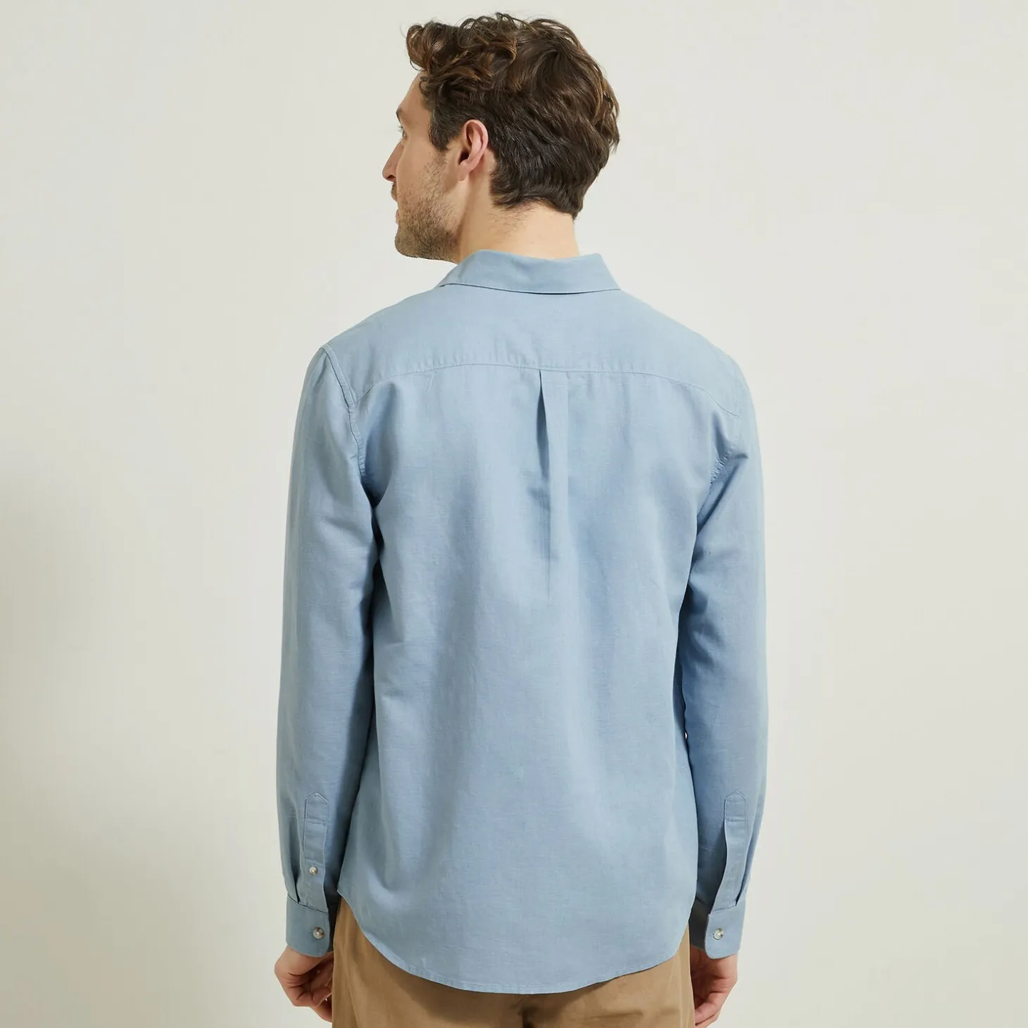 Flash Sale Regular effen hemd in katoen en linnen Overhemd