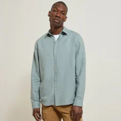 Store Regular effen hemd in katoen en linnen Overhemd