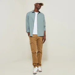 Store Regular effen hemd in katoen en linnen Overhemd