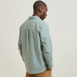 Store Regular effen hemd in katoen en linnen Overhemd