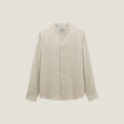 Cheap Regular effen hemd in linnen met mao-kraag Overhemd