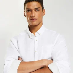 Cheap Regular effen hemd in linnen Overhemd