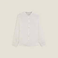 Sale Regular effen hemd in linnen met mao-kraag Overhemd