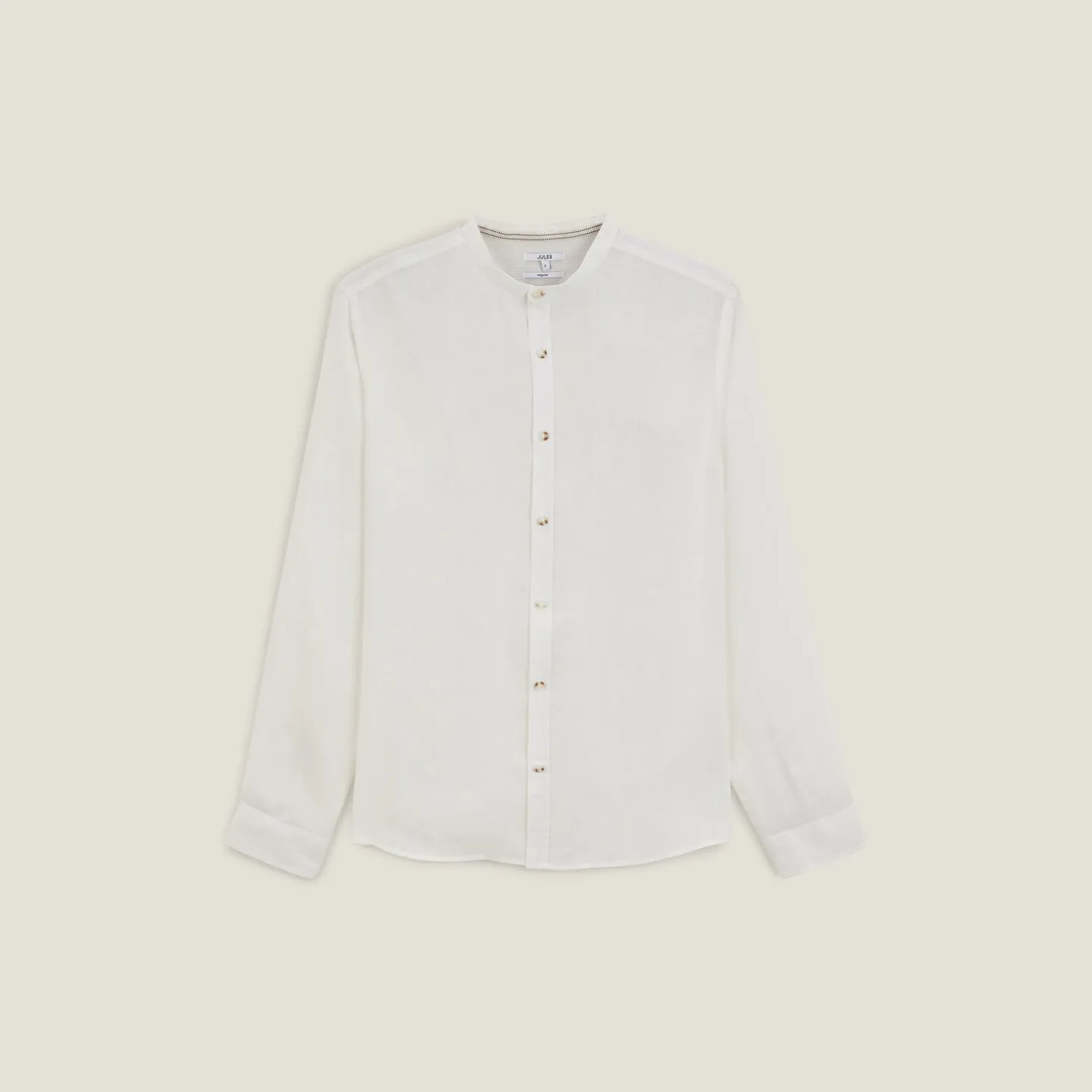 Sale Regular effen hemd in linnen met mao-kraag Overhemd