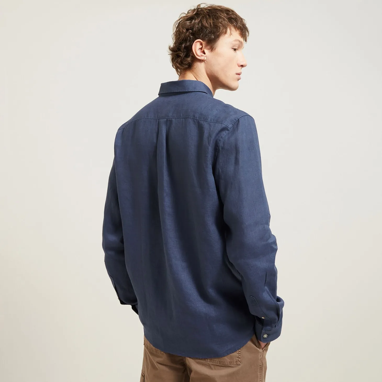 Sale Regular effen hemd in linnen Overhemd