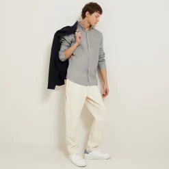 New Regular effen hemd in linnen Overhemd