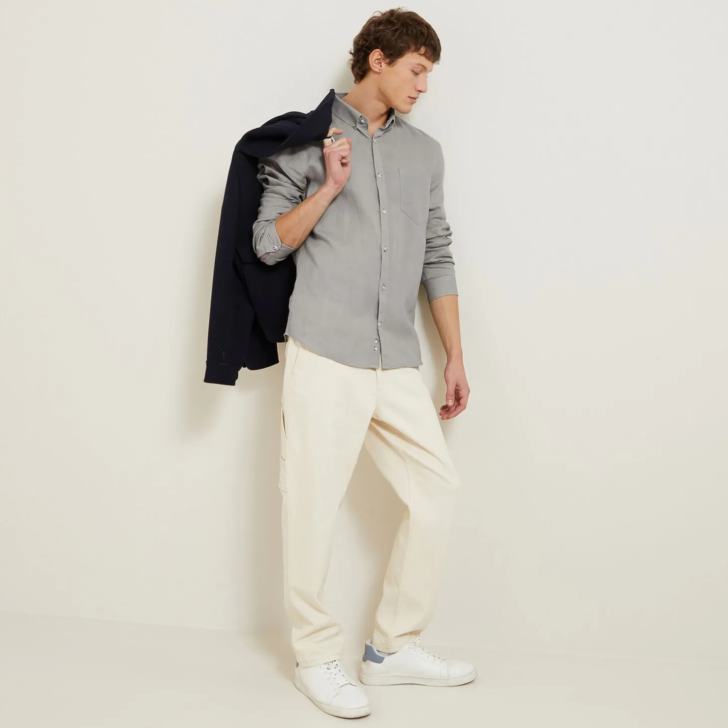 New Regular effen hemd in linnen Overhemd