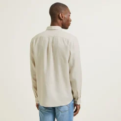 Cheap Regular effen hemd in linnen Overhemd