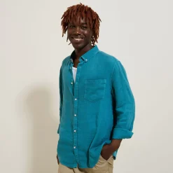 Discount Regular effen hemd in linnen Overhemd