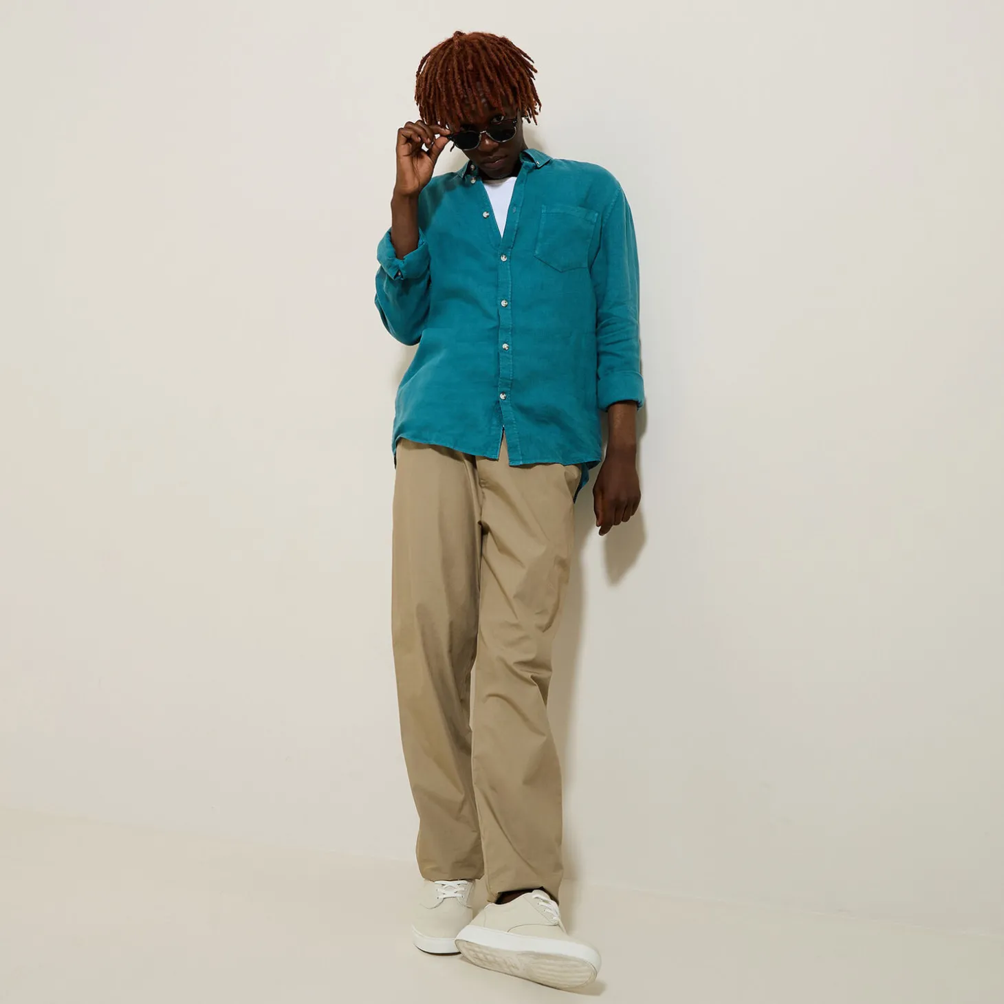 Discount Regular effen hemd in linnen Overhemd