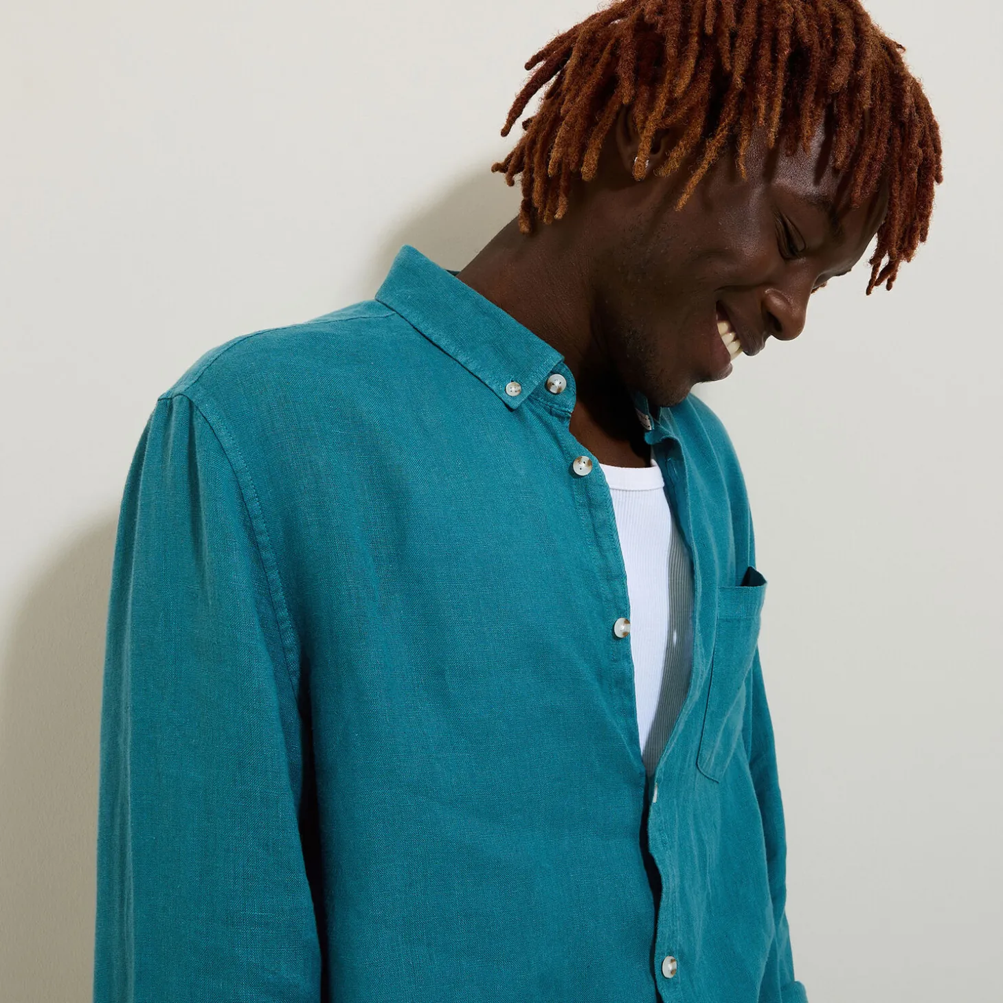 Discount Regular effen hemd in linnen Overhemd