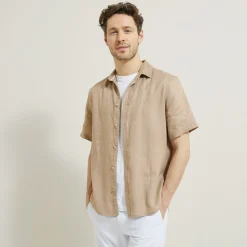 Best Regular effen hemdje in linnen Overhemd