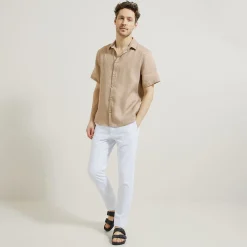 Best Regular effen hemdje in linnen Overhemd