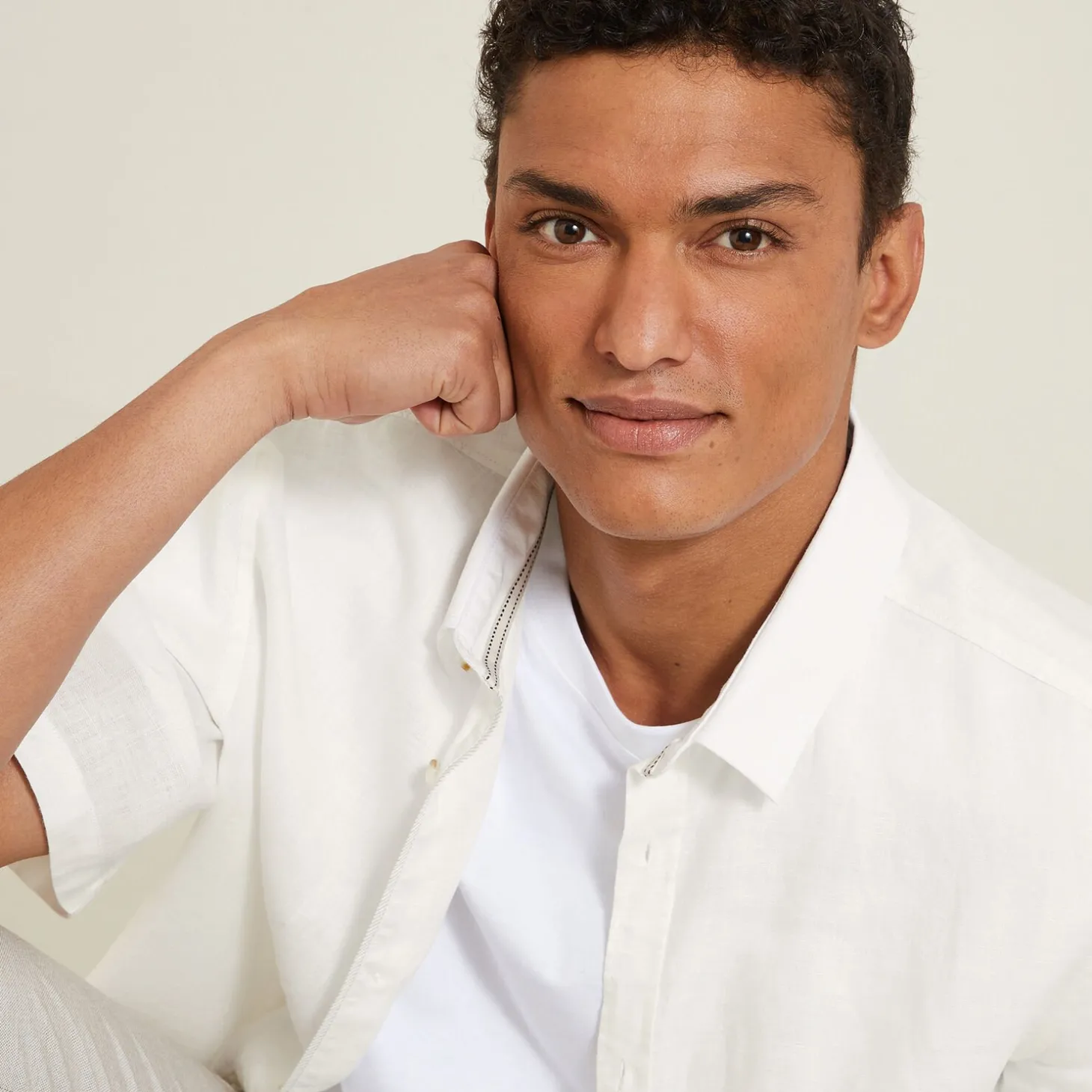 Discount Regular effen hemdje in linnen Overhemd