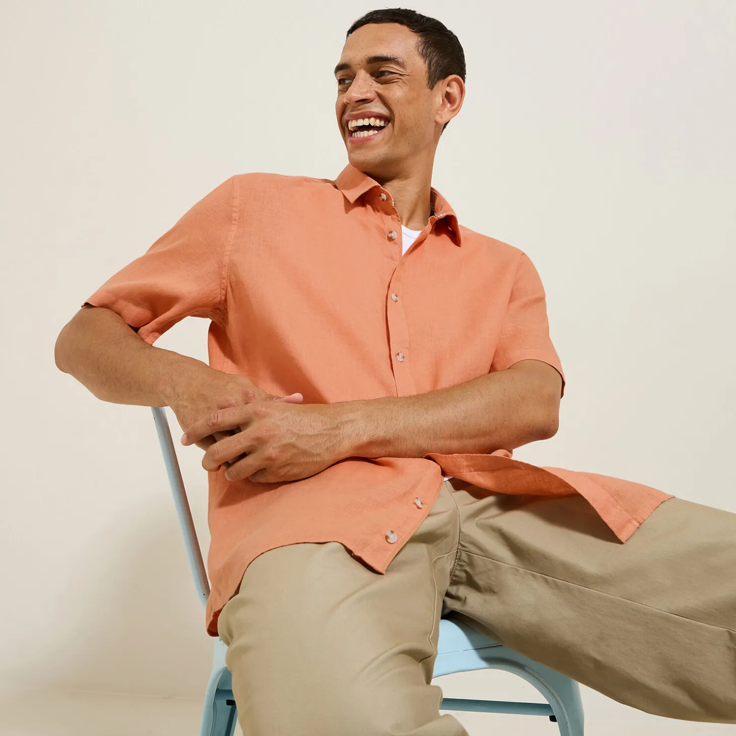 Fashion Regular effen hemdje in linnen Overhemd