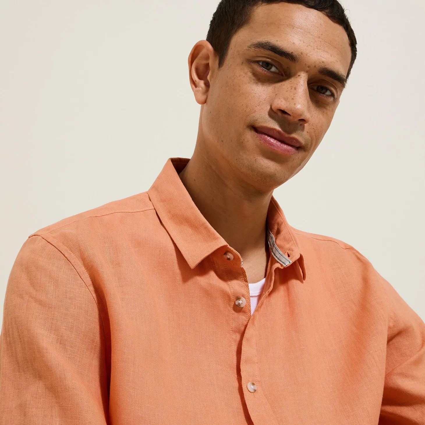 Fashion Regular effen hemdje in linnen Overhemd