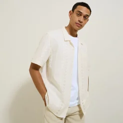 Shop Regular effen hemdje met ajourborduursel Overhemd