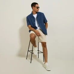 Flash Sale Regular effen hemdje met ajourborduursel Overhemd