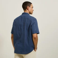 Flash Sale Regular effen hemdje met ajourborduursel Overhemd