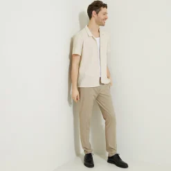 Discount Regular effen katoenen hemdje met wafeleffect Overhemd