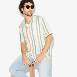 Hot Regular fit gestreept overhemd met korte mouw van Overhemd