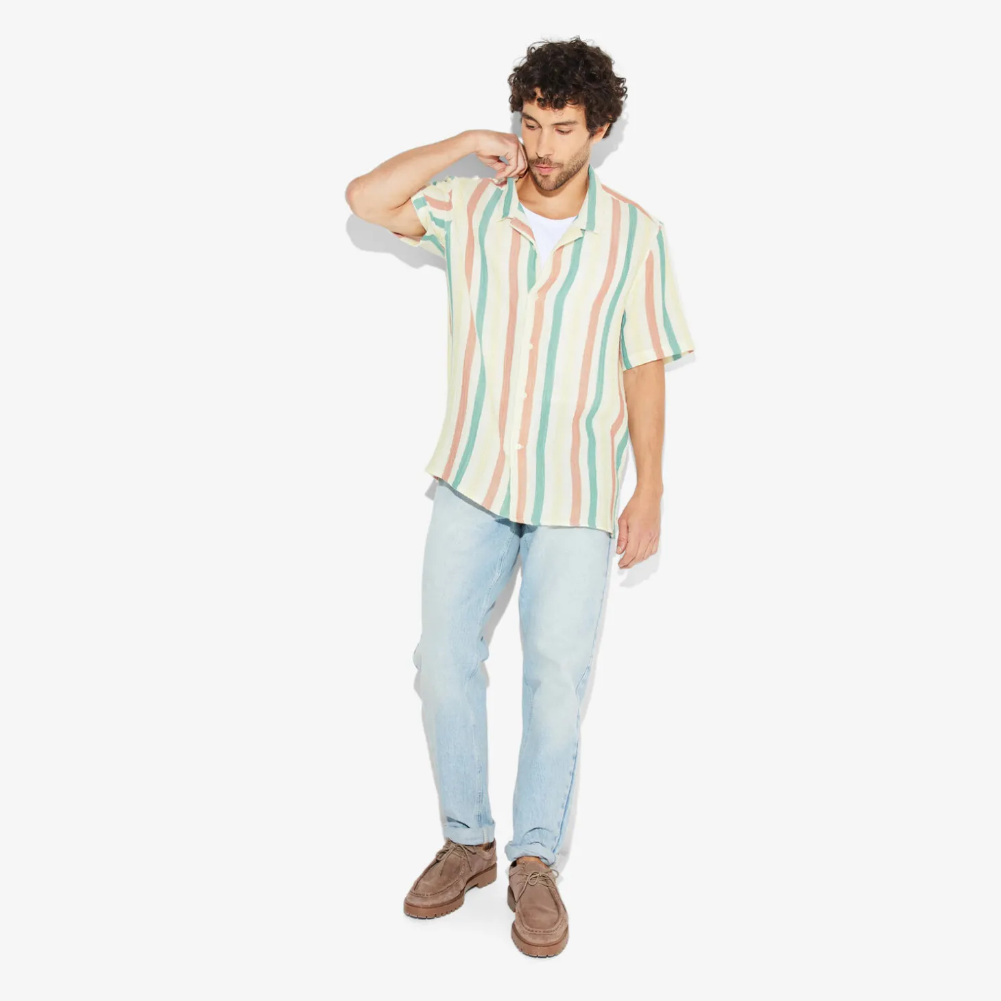 Hot Regular fit gestreept overhemd met korte mouw van Overhemd