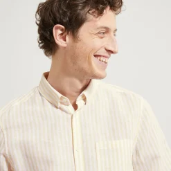 Fashion Regular gestreept hemd in katoen en linnen Overhemd