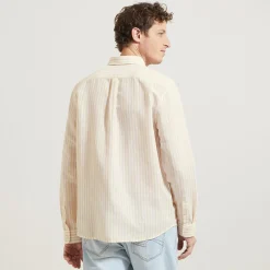 Fashion Regular gestreept hemd in katoen en linnen Overhemd