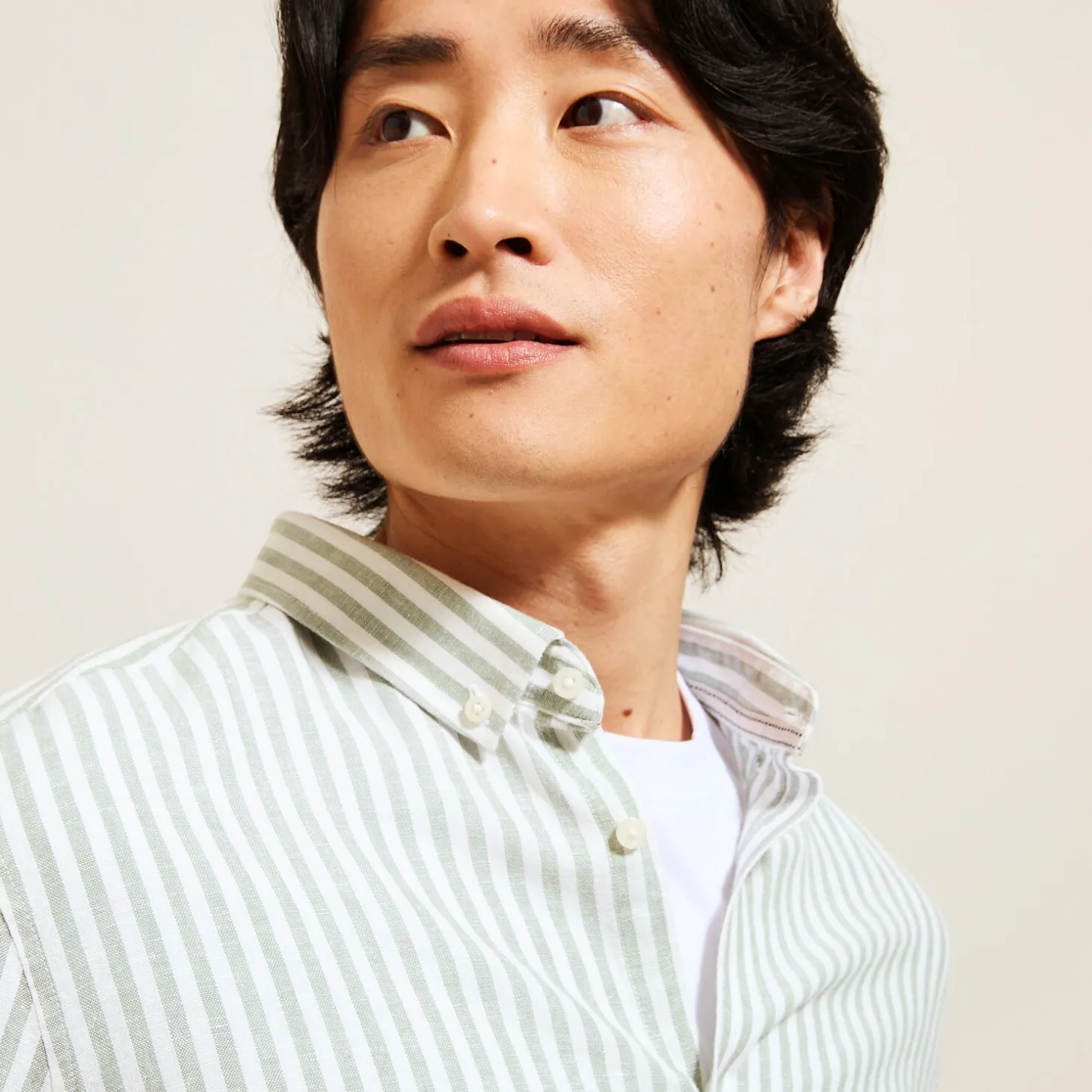 Clearance Regular gestreept hemd in katoen en linnen Overhemd