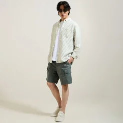 Clearance Regular gestreept hemd in katoen en linnen Overhemd