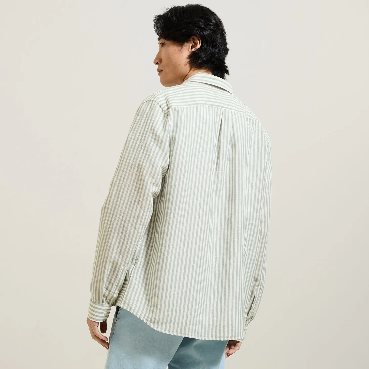 Clearance Regular gestreept hemd in katoen en linnen Overhemd