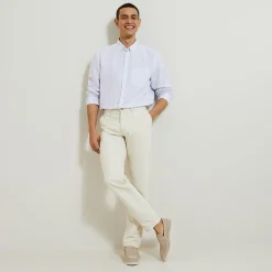 Sale Regular gestreept hemd in katoen en linnen Overhemd