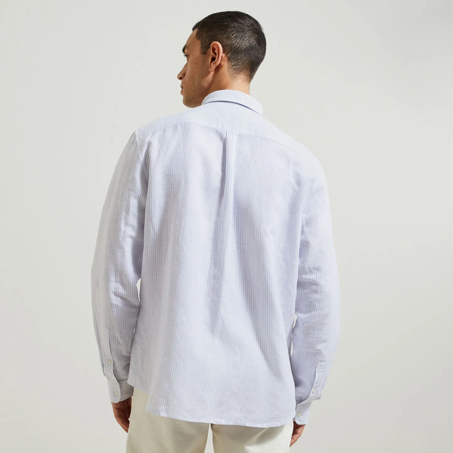 Sale Regular gestreept hemd in katoen en linnen Overhemd