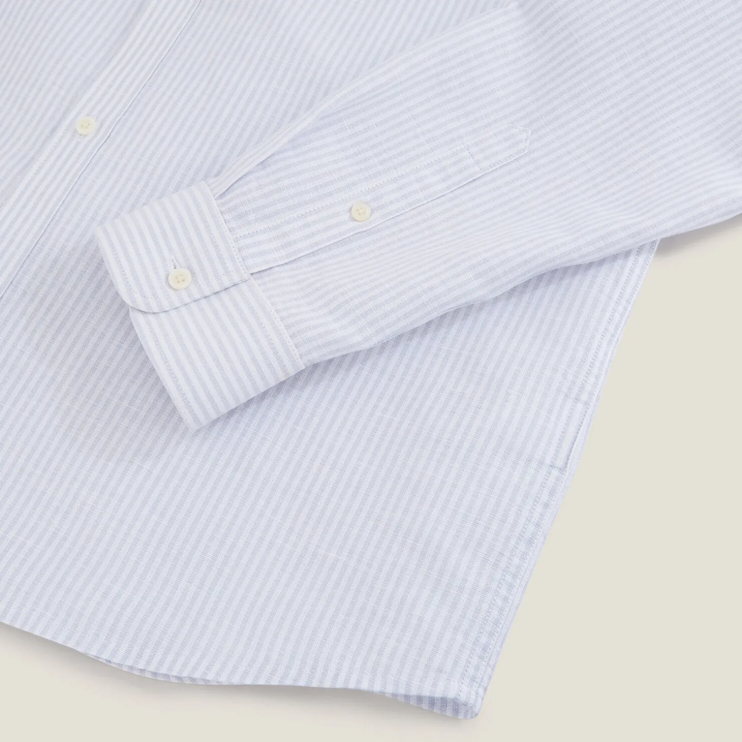 Sale Regular gestreept hemd in katoen en linnen Overhemd