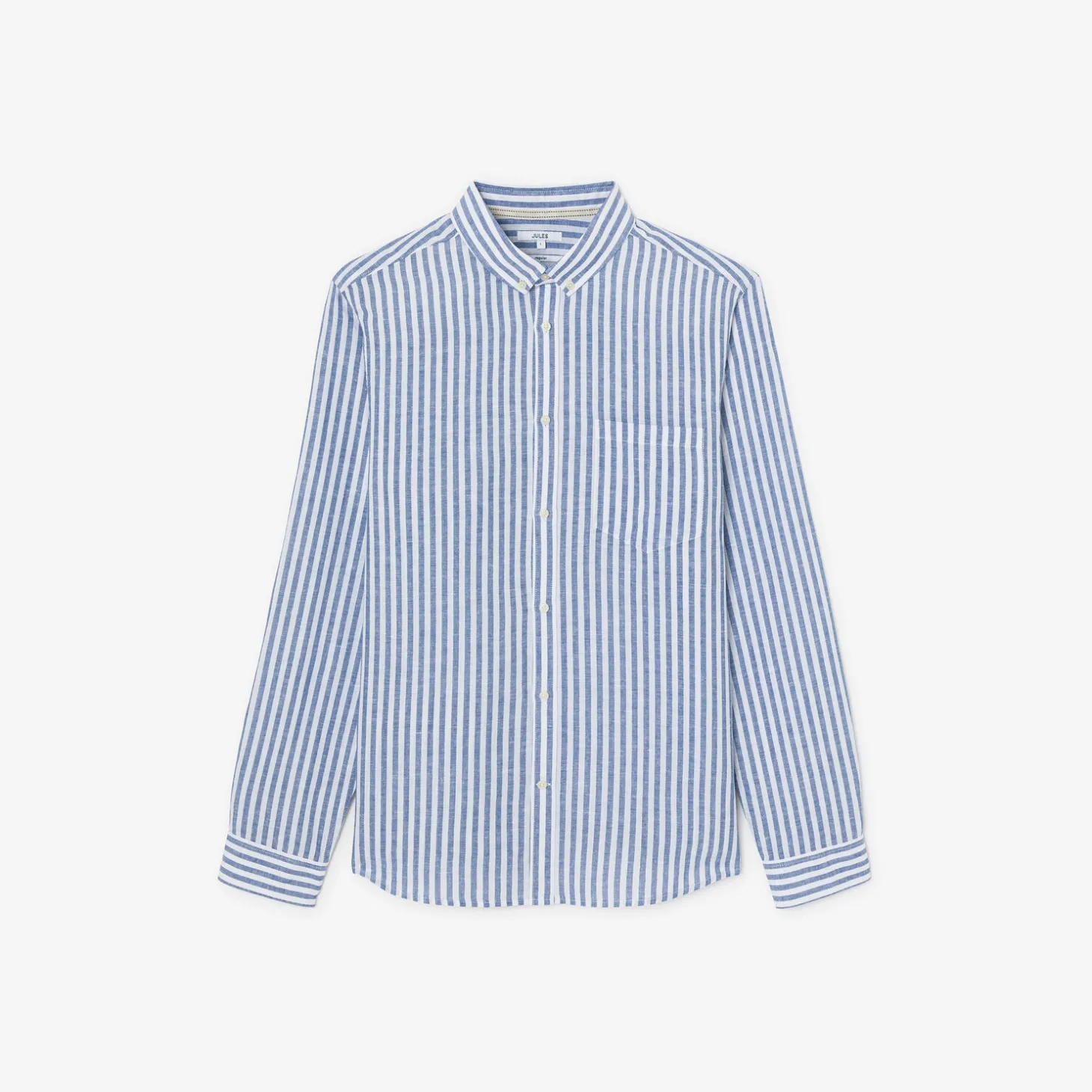 Sale Regular gestreept hemd in katoen en linnen Overhemd