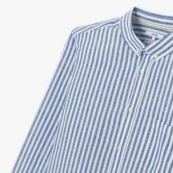 Sale Regular gestreept hemd in katoen en linnen Overhemd